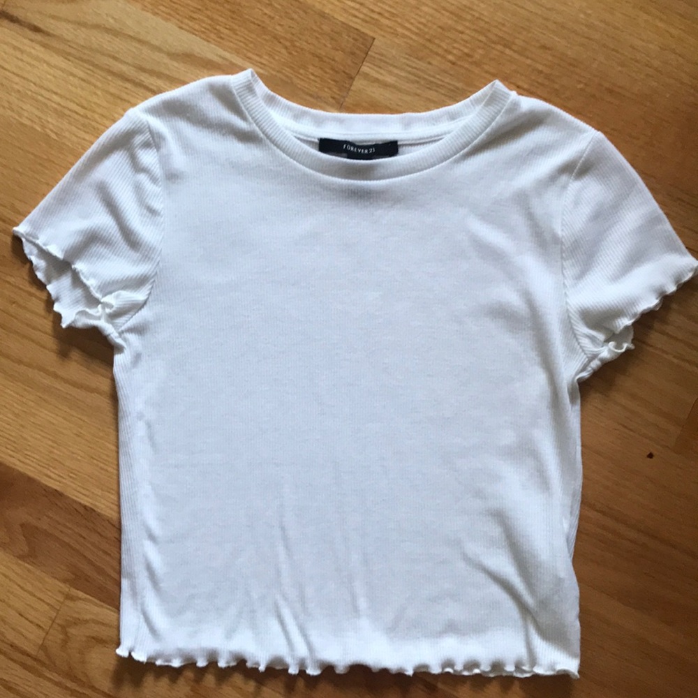 Forever 21 Ribbed Lettuce-Edged Top (WORN ONCE)